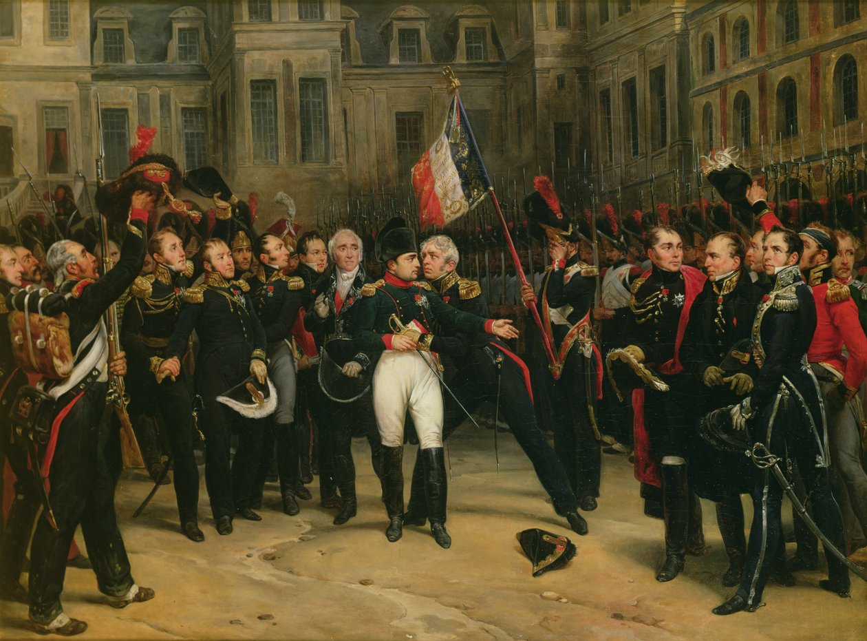 I. Napóleon (1769-1821) Búcsút int a császári őrségnek a Cheval-Blanc udvarban, a Chateau de Fontainebleau-ban, 1814. április 20., 1825. alkotó: Antoine Alphonse Montfort
