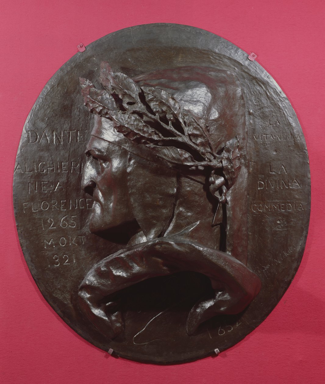 Dante Alighierit (1265-1321) ábrázoló medalion (bronz) alkotó: Antoine Augustin Preault