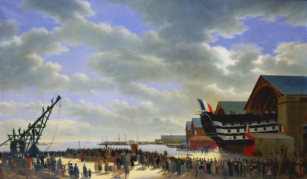 A „Le Friedland” bemutatása Cherbourgban, 1840. április 4., 1840-54 körül alkotó: Antoine Chazal