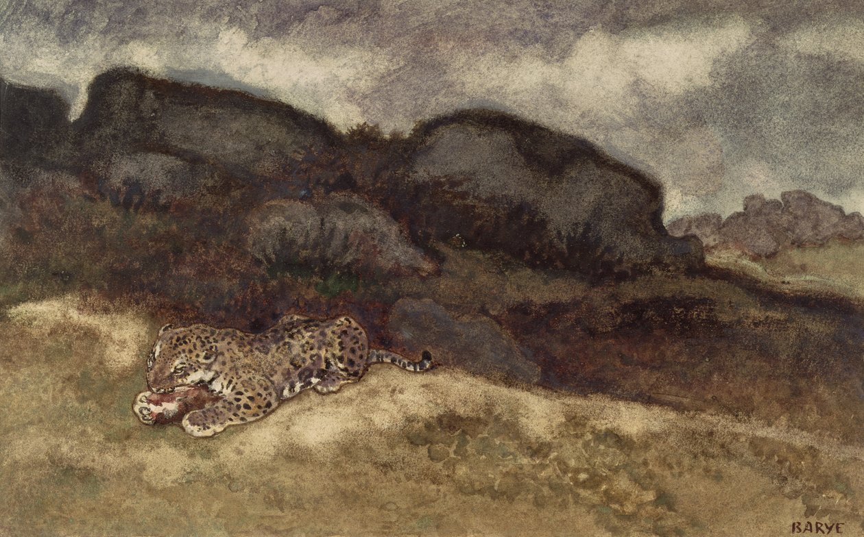 Jaguár felfalja zsákmányát alkotó: Antoine Louis Barye