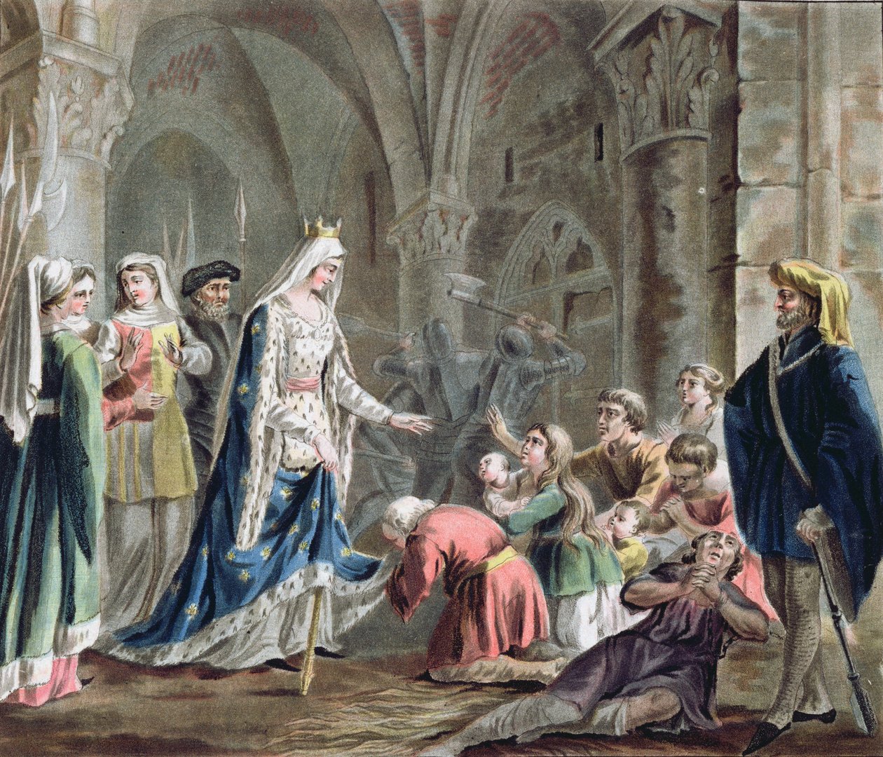 Blanche de Castille (1185-1252) feloszlatja a párizsi káptalan börtöneit, metszette Jean Baptiste Morret (fl. 1790-1820) 1787 alkotó: Antoine Louis Francois Sergent Marceau