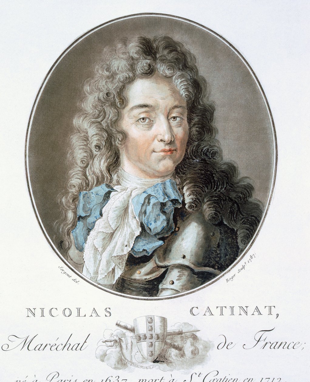 Nicolas Catinat a "Nagy férfiak, jeles nők és emlékezetes francia alanyok portréiból, vésve és színekkel nyomtatva", Pierre Blin, 1786-92, Párizs (színes metszet) alkotó: Antoine Louis Francois Sergent Marceau