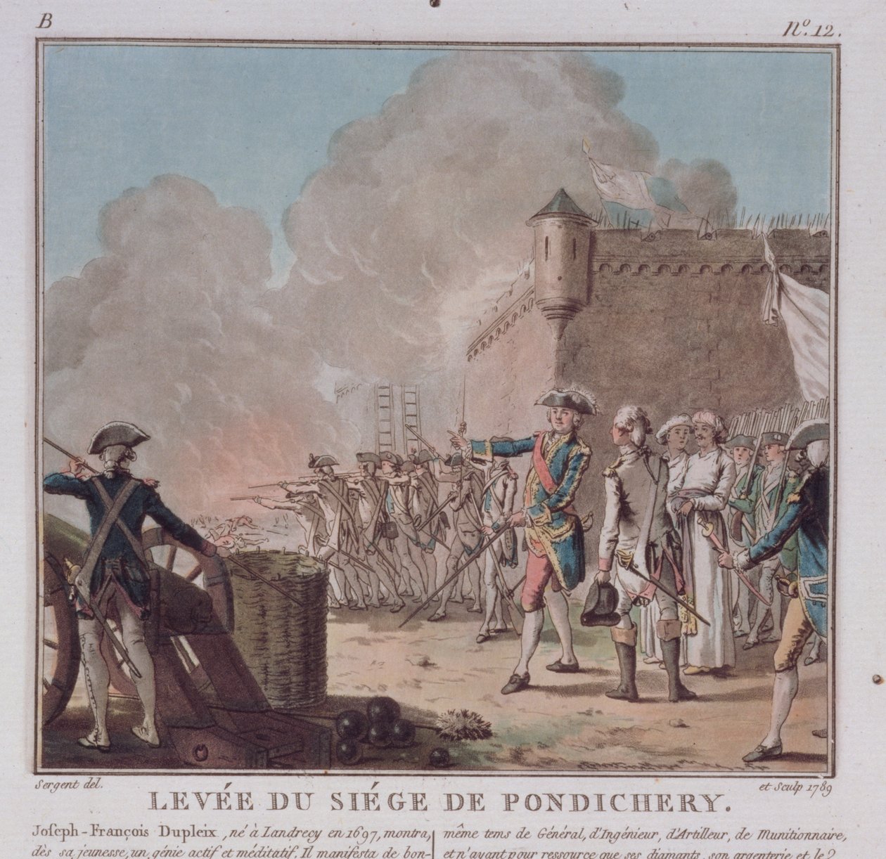 Pondicherry ostromának felemelése, 1748, vésett 1789 alkotó: Antoine Louis Francois Sergent Marceau