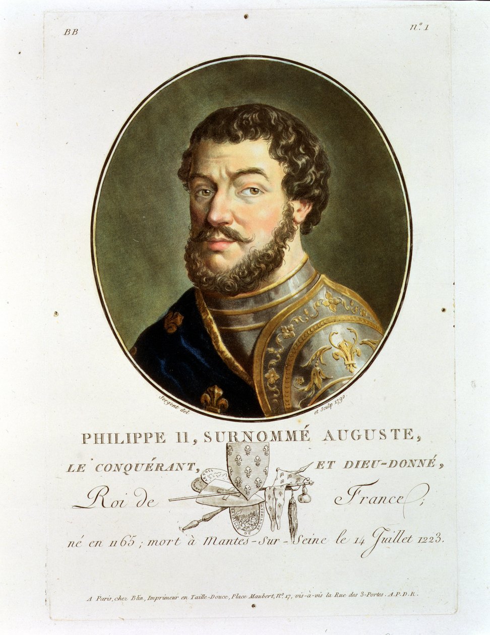 II. Fülöp, Augustus francia király (1165-1223) portréja, 1790 alkotó: Antoine Louis Francois Sergent Marceau