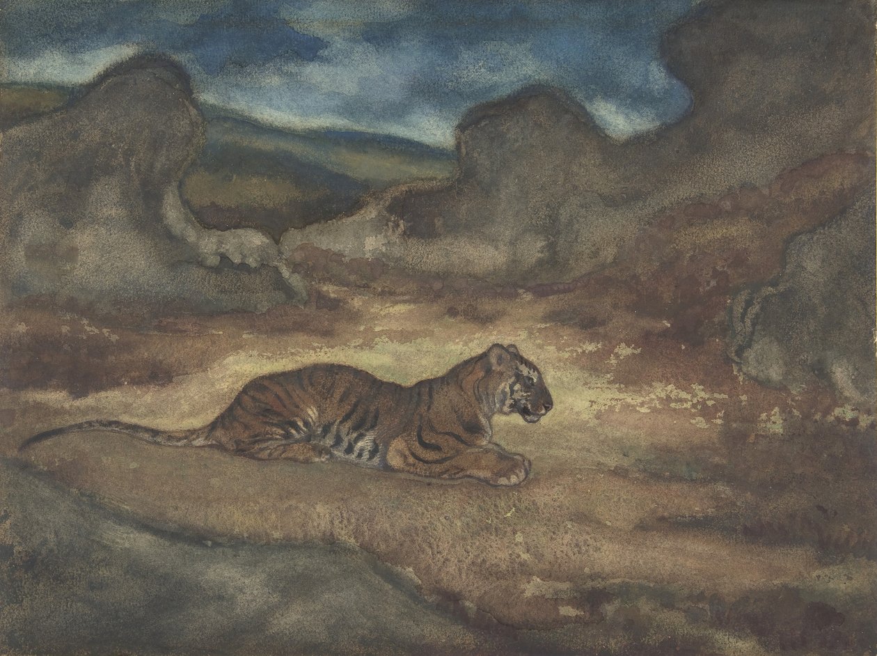 Tigris a tájban, 1810-75. alkotó: Antoine Louis Barye
