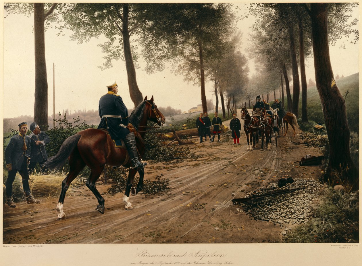 Bismarck és Napóleon találkozása a Chaussee von Doncheryben 1870. szeptember 2-án alkotó: Anton Alexander von Werner