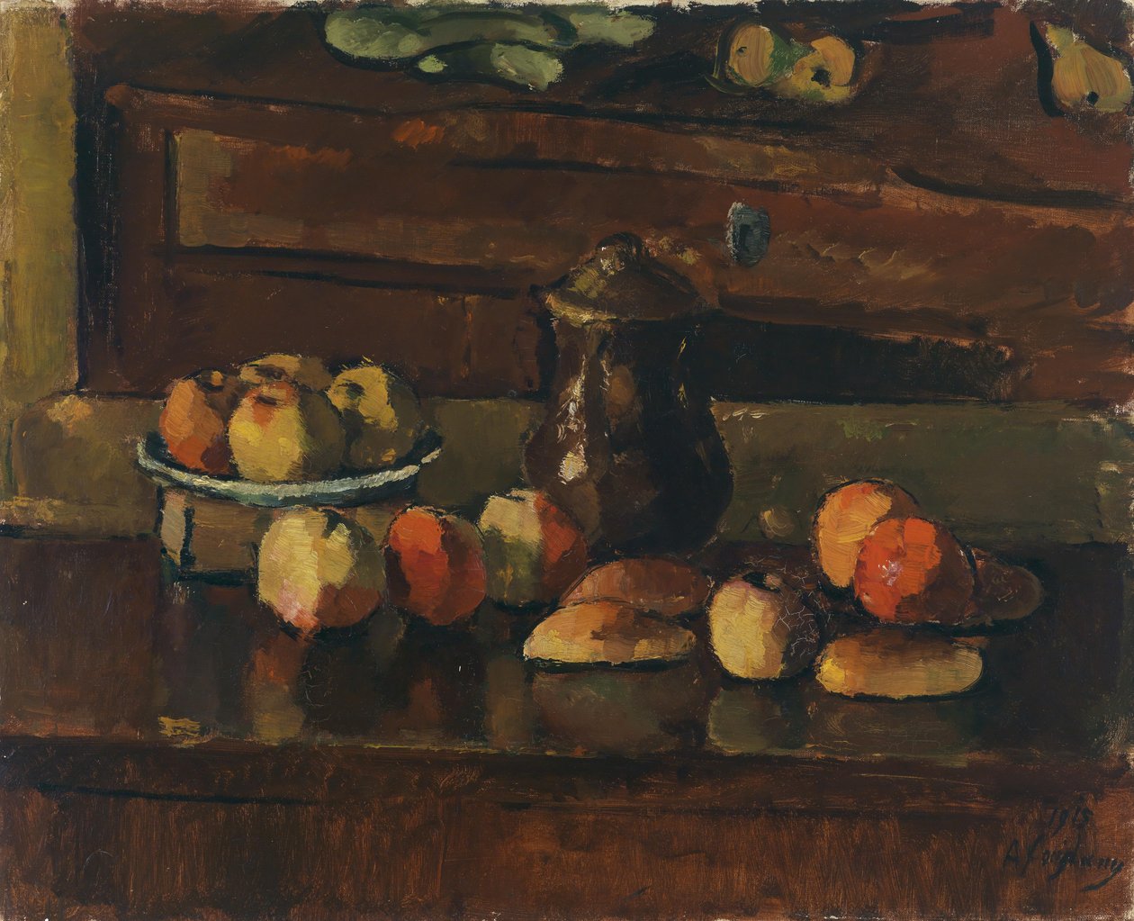 Gyümölcs csendélet kancsóval, 1915 alkotó: Anton Faistauer