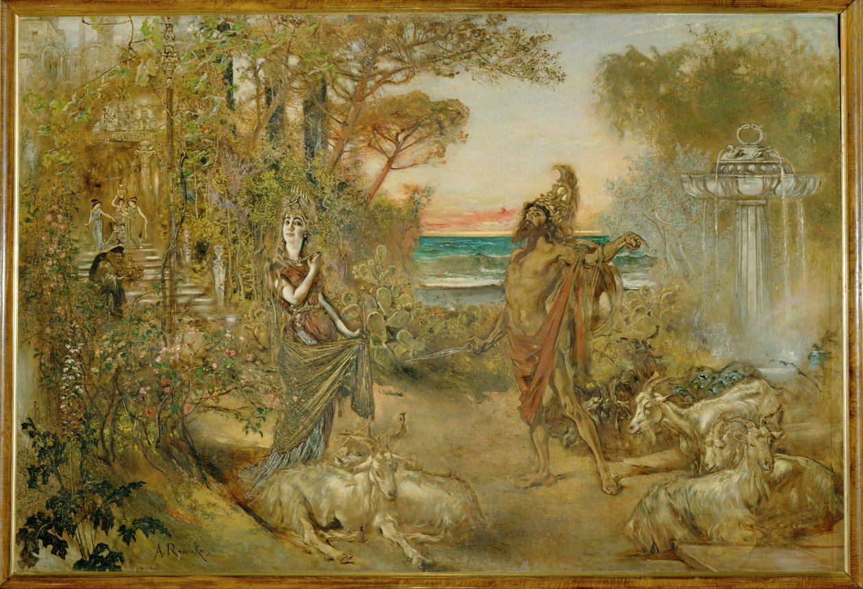 Circe és Odüsszeusz ... (festmény vászonra) alkotó: Anton Romako