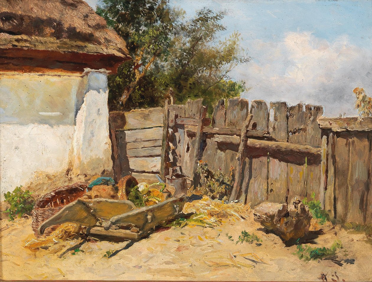 A parasztház kertjében alkotó: Anton Schrodl