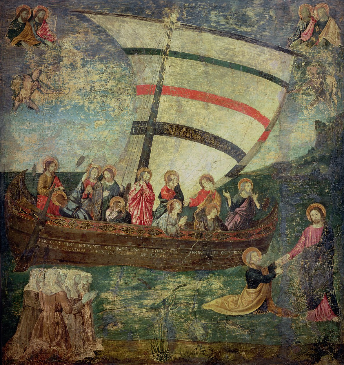 Krisztus a vízen jár, Giotto „Navicella” után alkotó: Antoniazzo Romano