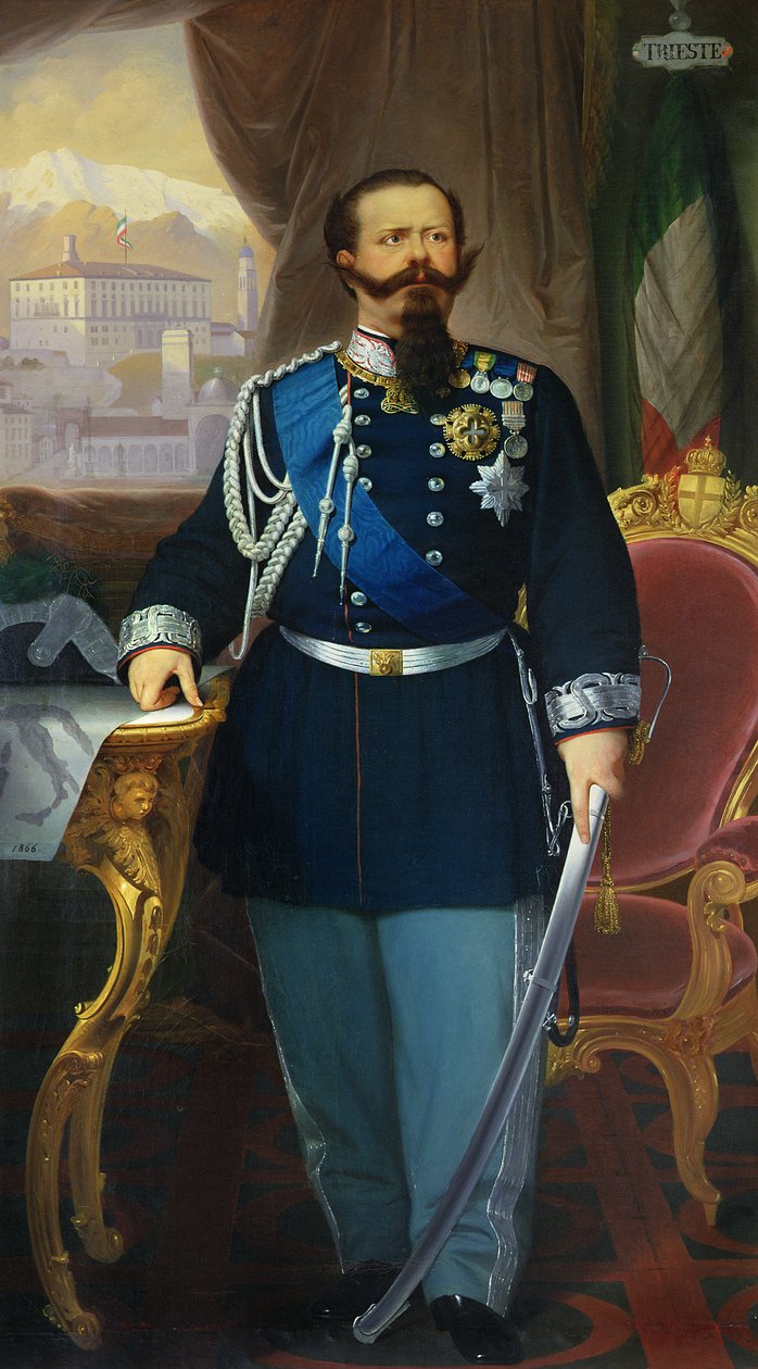 Viktor Emmánuel (1820-78), Szardínia és Olaszország királyának portréja, 1866 alkotó: Antonio Dugoni