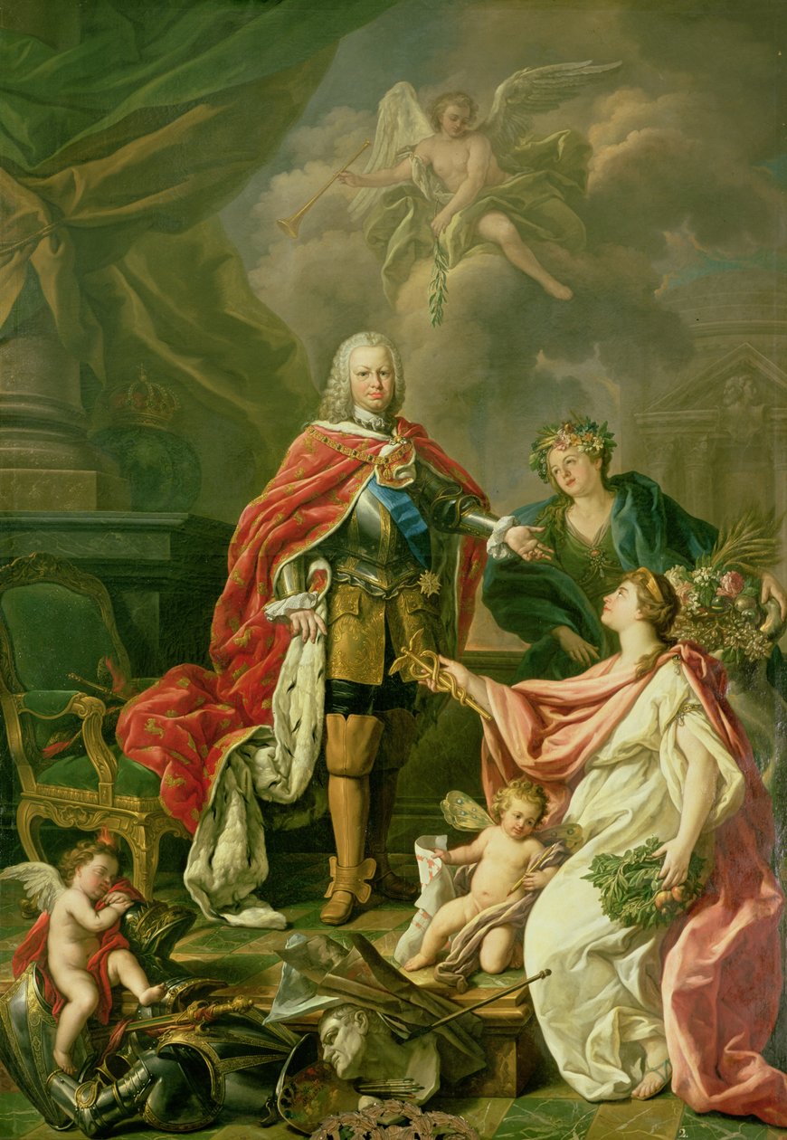 VI. Ferdinánd (1713-59) mint a művészetek és tudományok mecénása, 1754 alkotó: Antonio Gonzalez Ruiz