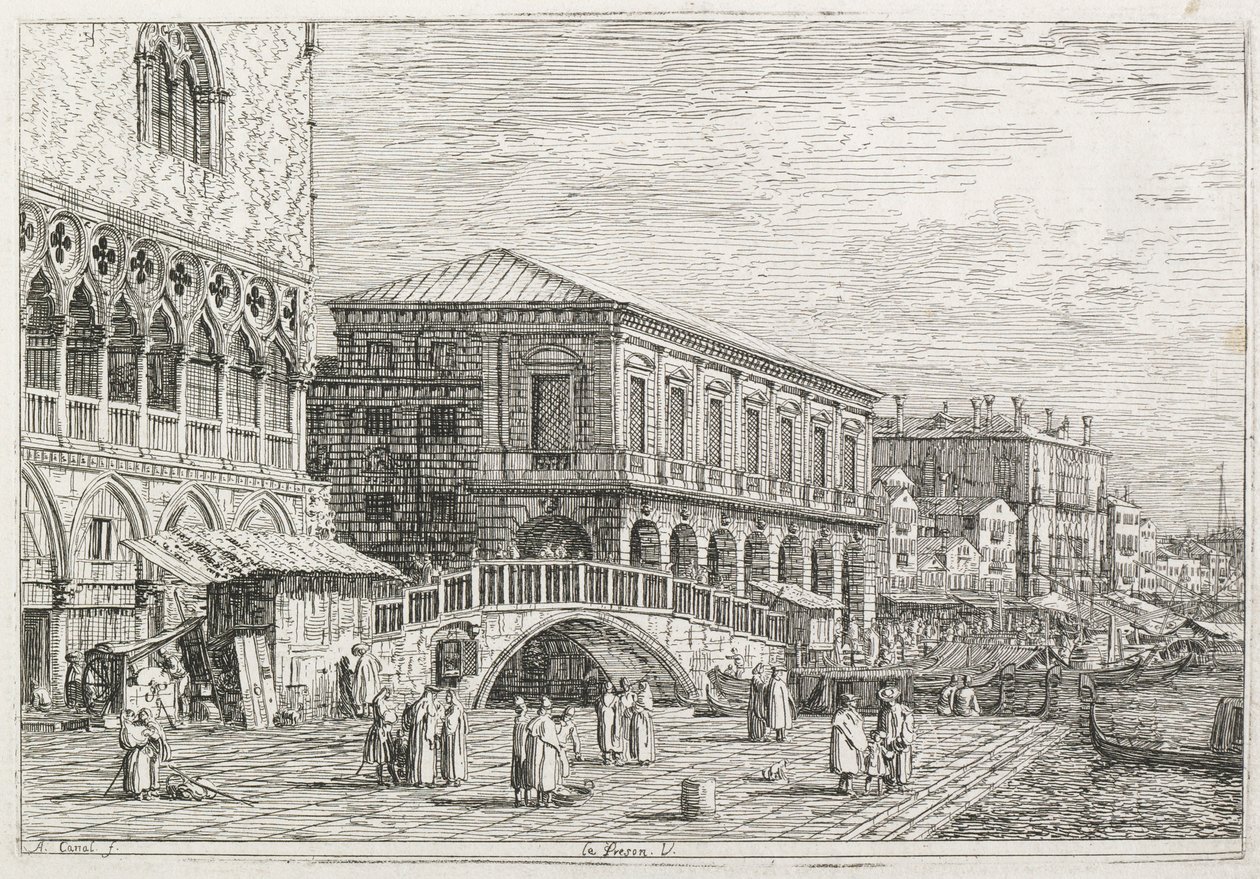 Kilátás: A börtön, Velence alkotó: Antonio Canaletto