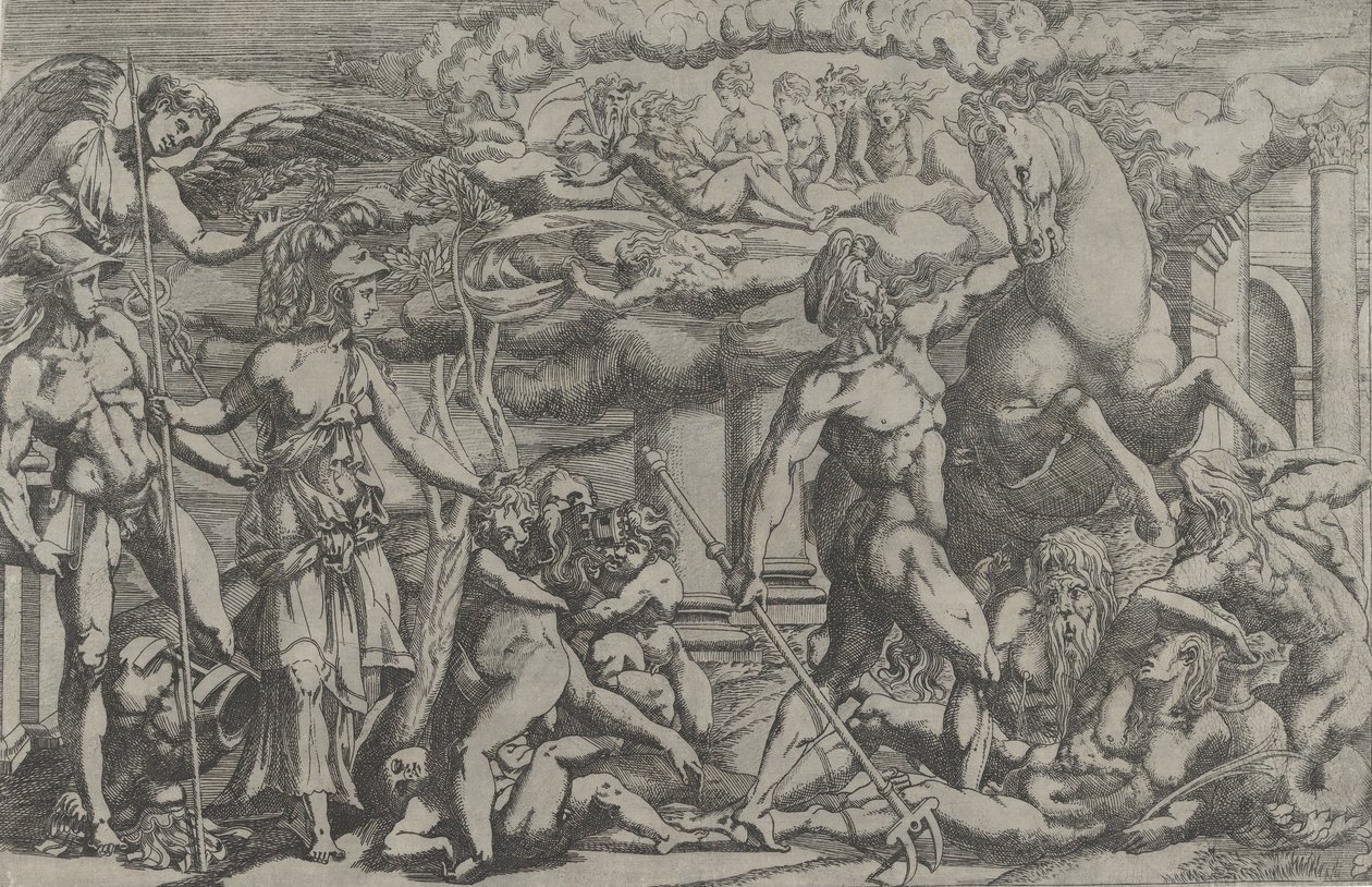 Verseny Neptunusz és Athéné között, 1540-45. alkotó: Antonio Fantuzzi