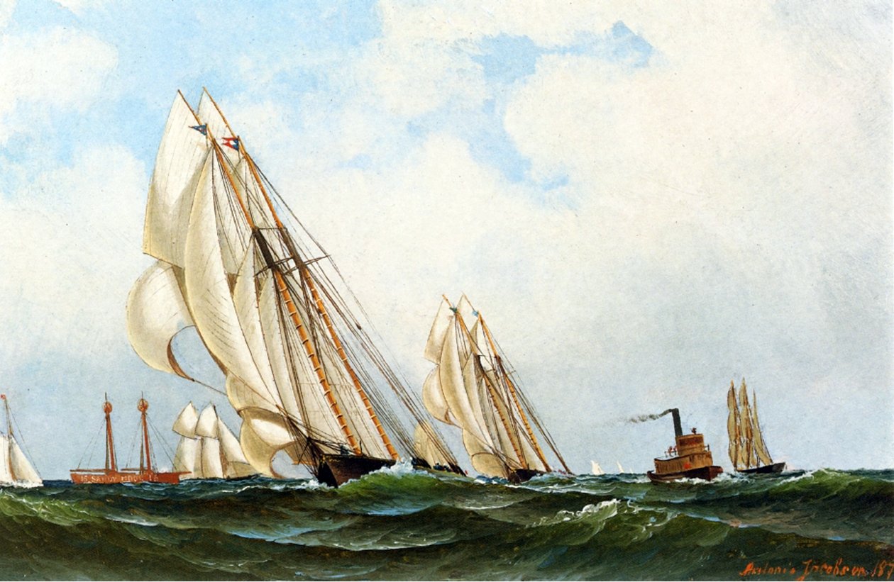 A „Sappho” a Sandy Hook világítóhajóról, 1870 alkotó: Antonio Jacobsen