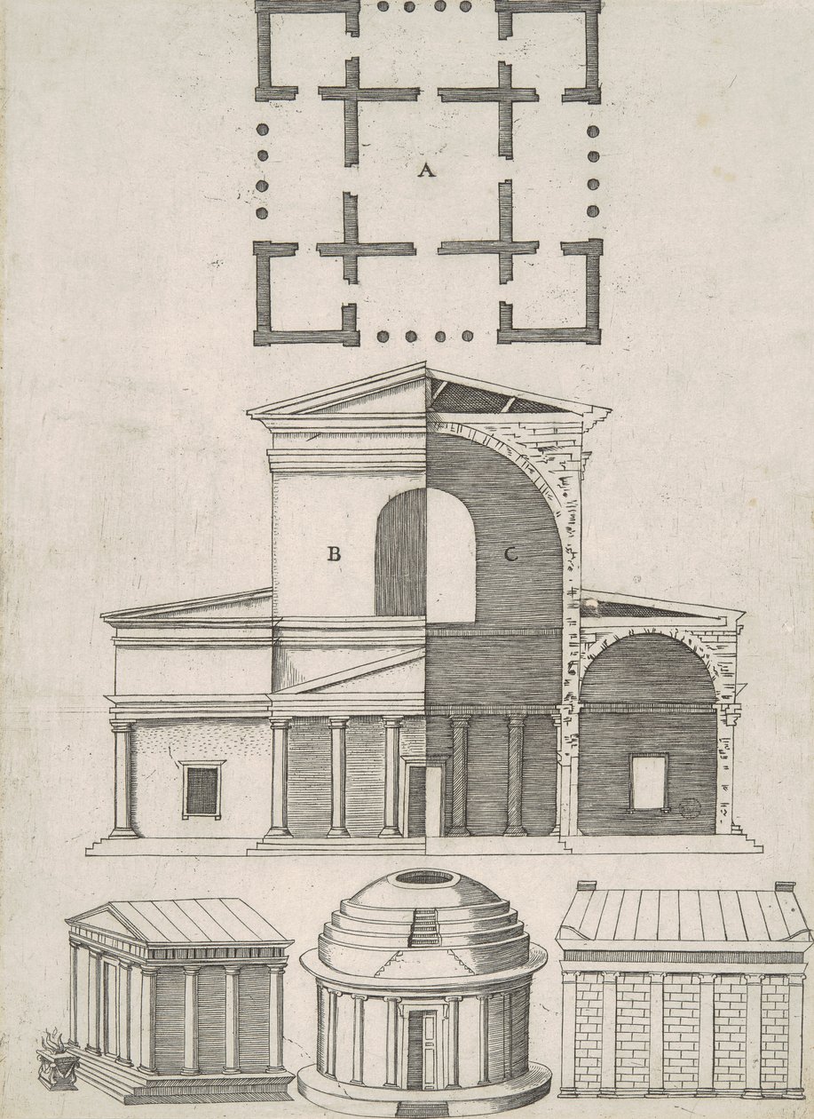 Ősi templomok és rotundák (öt terv) alkotó: Antonio Lafreri