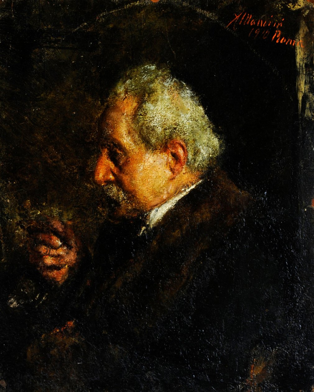A művész apjának portréja alkotó: Antonio Mancini