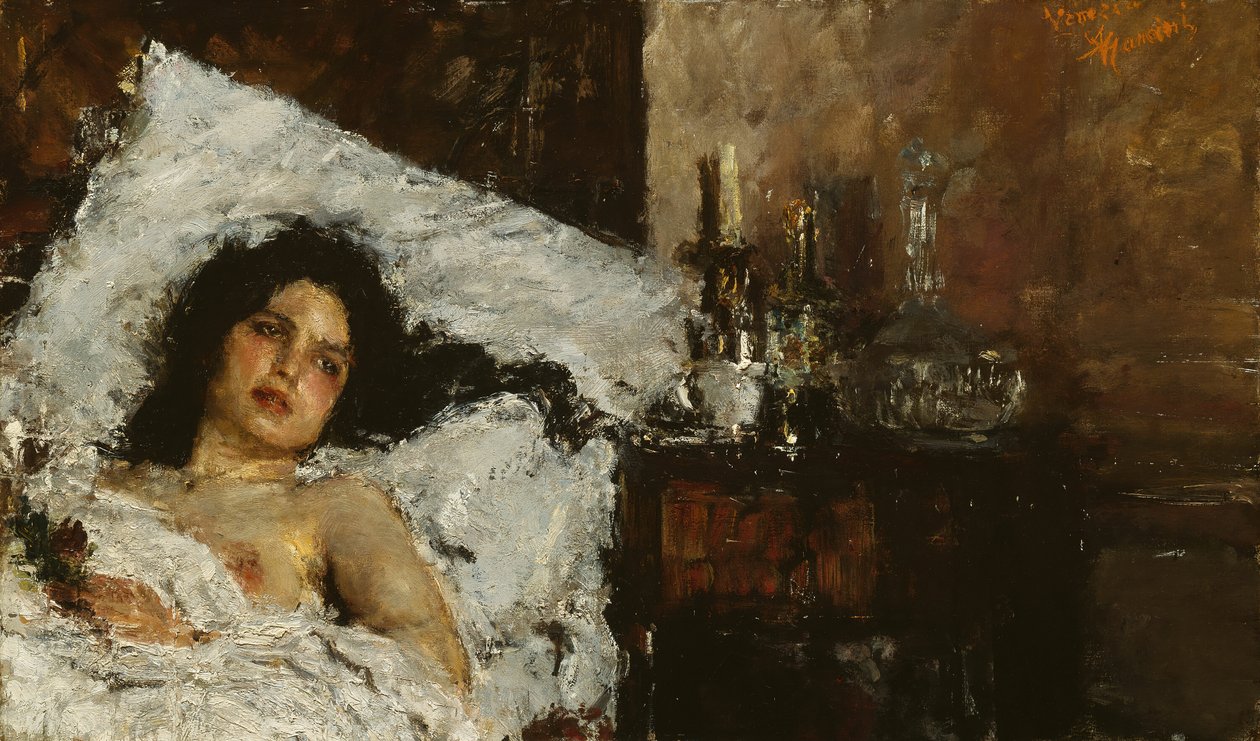 Pihenés, c. 1887. alkotó: Antonio Mancini