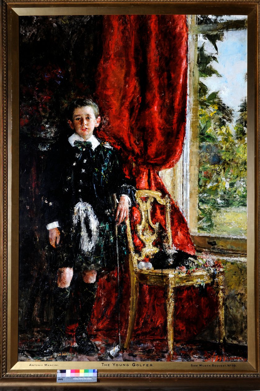 A fiatal golfozó (olaj, vászon) alkotó: Antonio Mancini