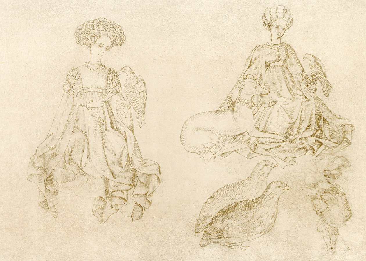 Nők sólyom és agár alkotó: Antonio Pisanello