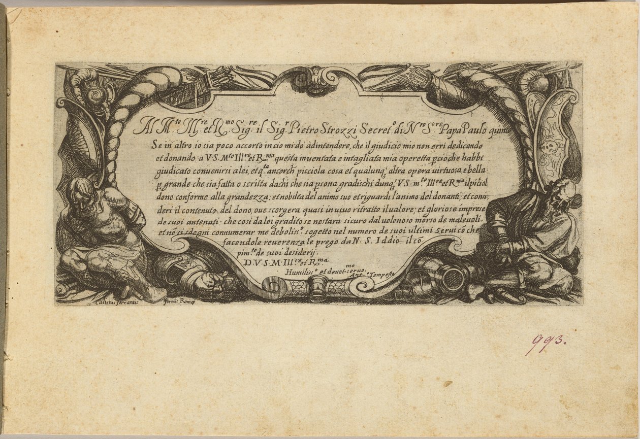 Frontispiece: Dedikáció Pietro Strozzinak alkotó: Antonio Tempesta