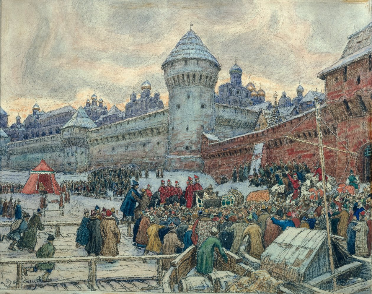 Ősi Moszkva, távozás a harc után alkotó: Apollinari Mikhailovich Vasnetsov