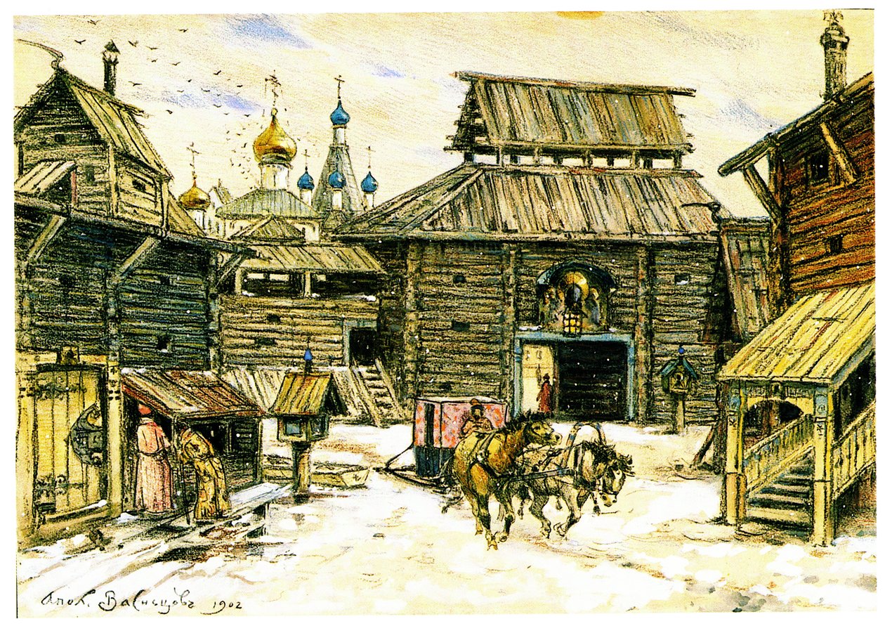 A régi Moszkva. A fából készült város, 1902 alkotó: Apollinari Mikhailovich Vasnetsov