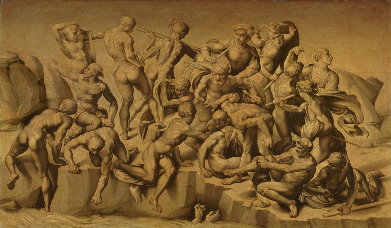 A cascinai csata, avagy a fürdőzők Michelangelo (1475-1564) nyomán, 1542 alkotó: Aristotile da Sangallo