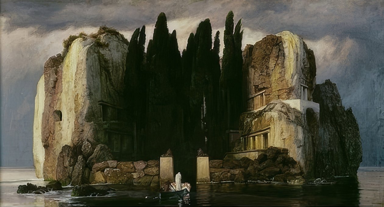A halottak szigete. Ötödik verzió. 1886 alkotó: Arnold Böcklin