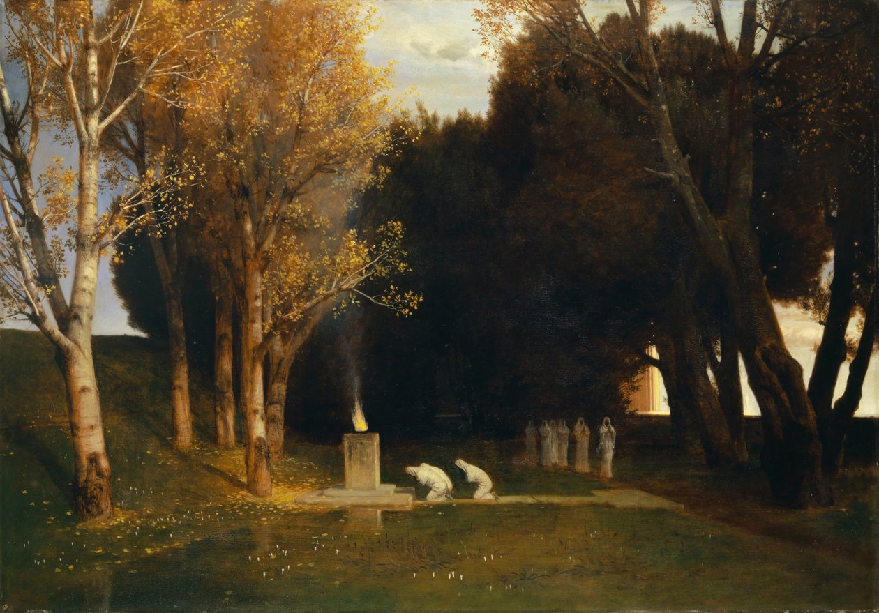 Szent liget, 1882. alkotó: Arnold Böcklin