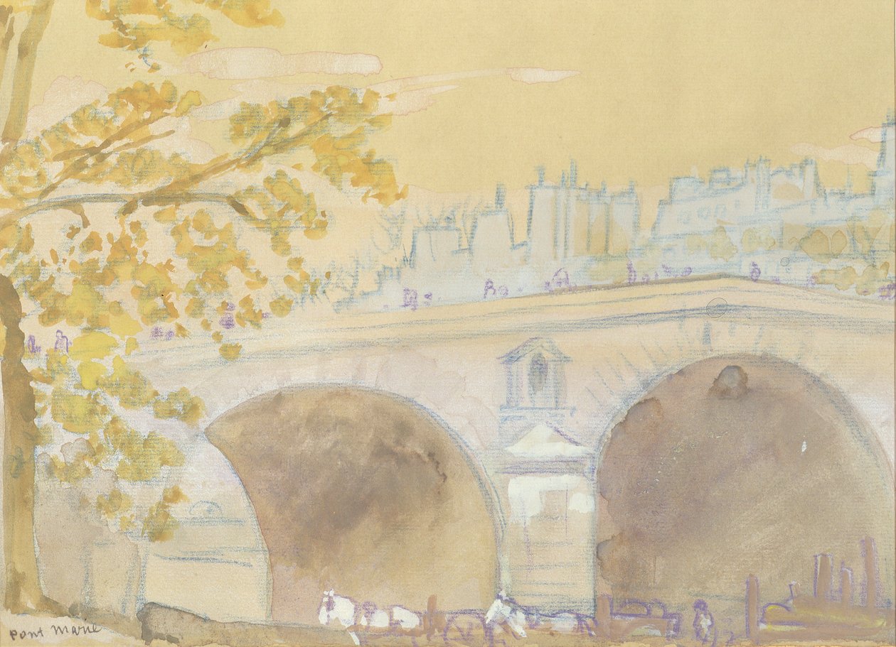 Pont Marie a Quai des Celestinsből, 1926 (wc papíron) alkotó: Arthur Bowen Davies