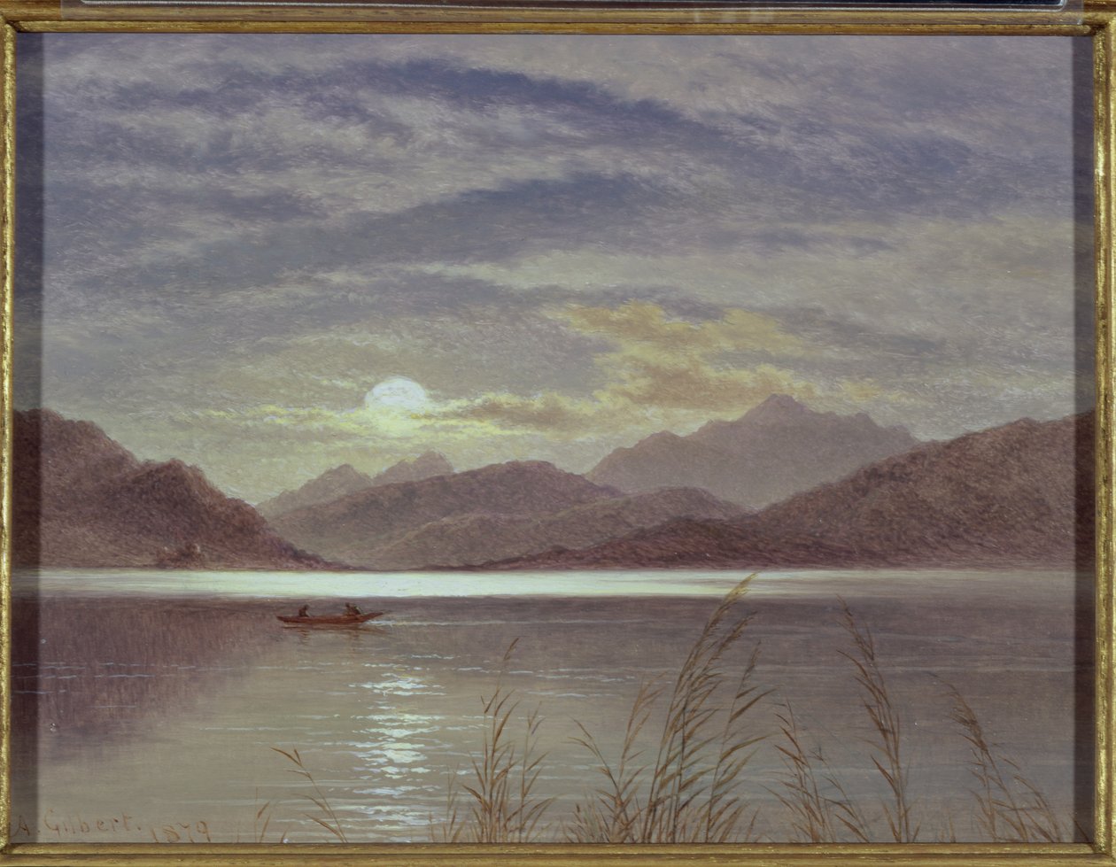 Lake Scene by Moonlight, 1879 (tábla) alkotó: Arthur Gilbert