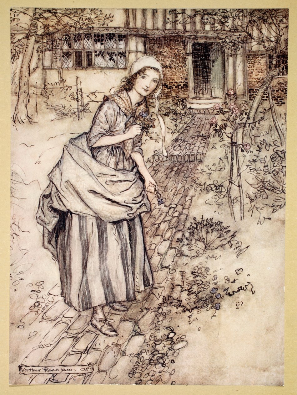 A lányok tétlenségnek hívják, illusztráció William Shakespeare „Szentáni éjszakai álom” című művéből, 1908 alkotó: Arthur Rackham