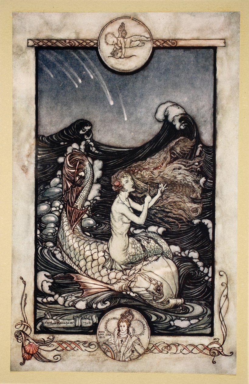 Hallani a tengeri szolgálólányok zenéjét, William Shakespeare 1908-as Szentivánéji álom című művéből alkotó: Arthur Rackham