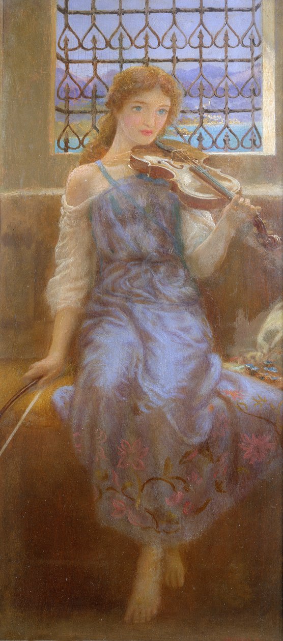 Lány hegedűs alkotó: Arthur Hughes