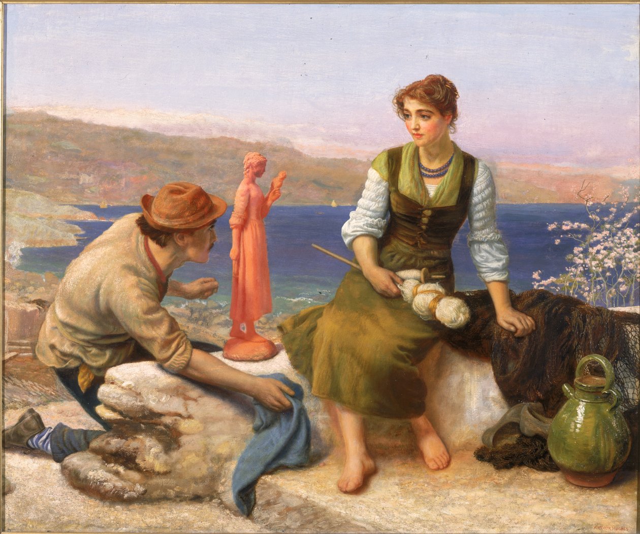 A fazekas udvarlása, 1886 körül alkotó: Arthur Hughes