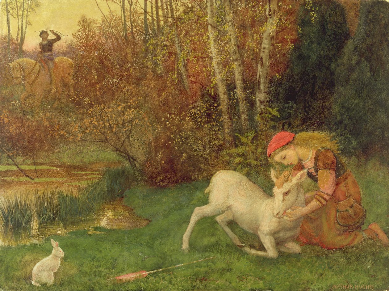 The White Hind, 1870 körül (gouache) alkotó: Arthur Hughes