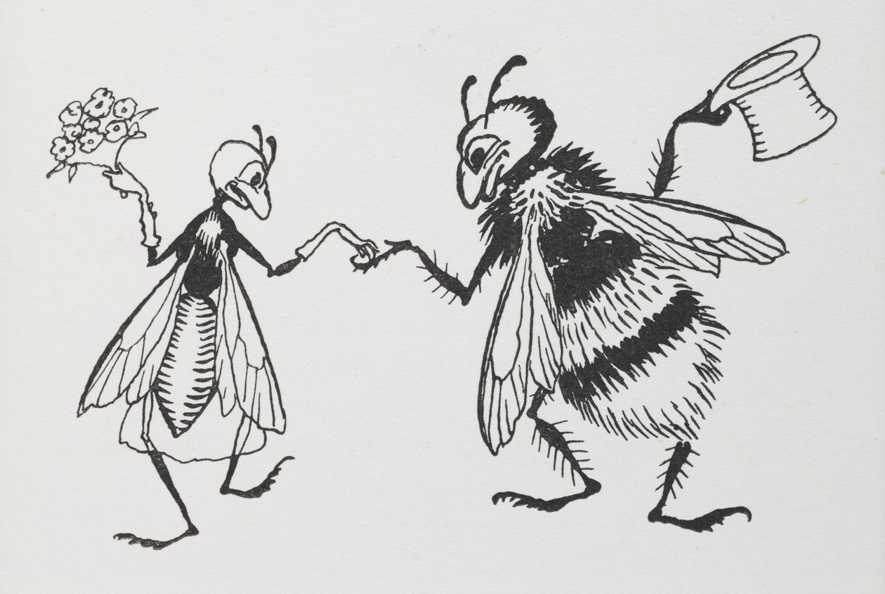 Egy légy és méh összeházasodnak. alkotó: Arthur Rackham