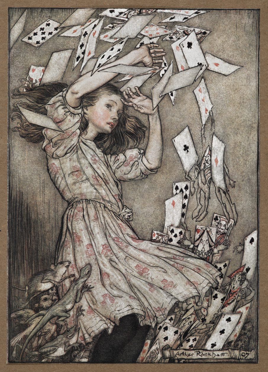 Alice és a lehulló kártyacsomag alkotó: Arthur Rackham