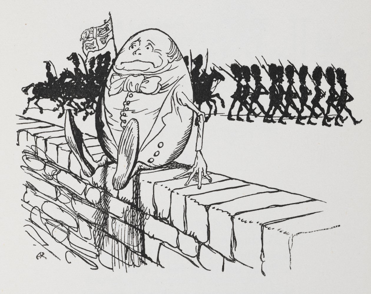 Humpty Dumpty a falon ült. alkotó: Arthur Rackham