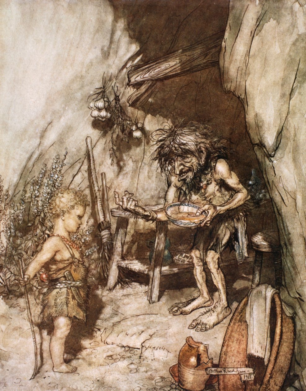 "Mime és a csecsemő", 1924. alkotó: Arthur Rackham