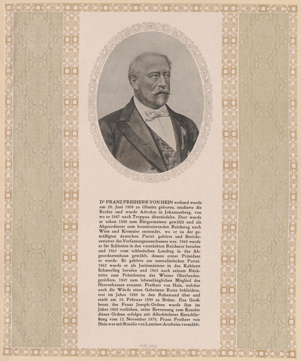 Franz Baron Hein (nyomtatás) alkotó: Artist Unknown