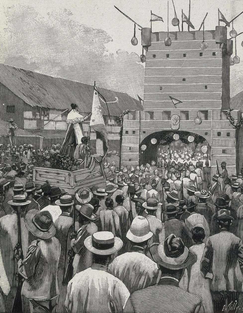 Fülöp-szigetek (1899). Tiltakozás Manilában. (metszet) alkotó: Artist Unknown