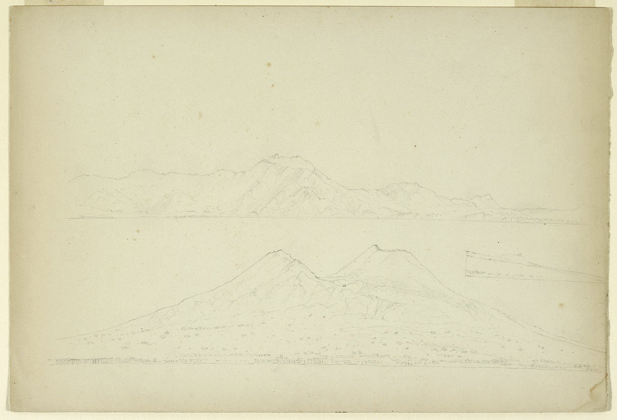 Ischia és Procida a Nápolyi-öbölből, Olaszország, 1841 (grafit papíron) alkotó: Asher Brown Durand