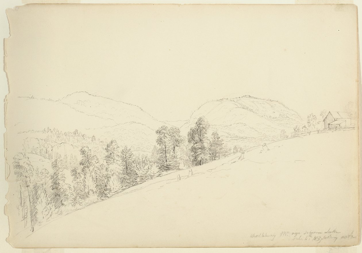 Whorllebury[] Mountain near Schroon Lake, New York, 1837 (grafit, papír) alkotó: Asher Brown Durand