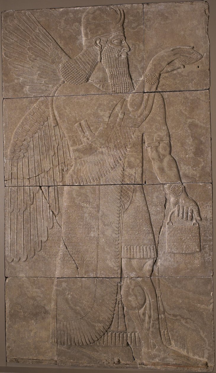 Dombormű szárnyas zsenivel, ie 883-59 (alabástrom) alkotó: Assyrian