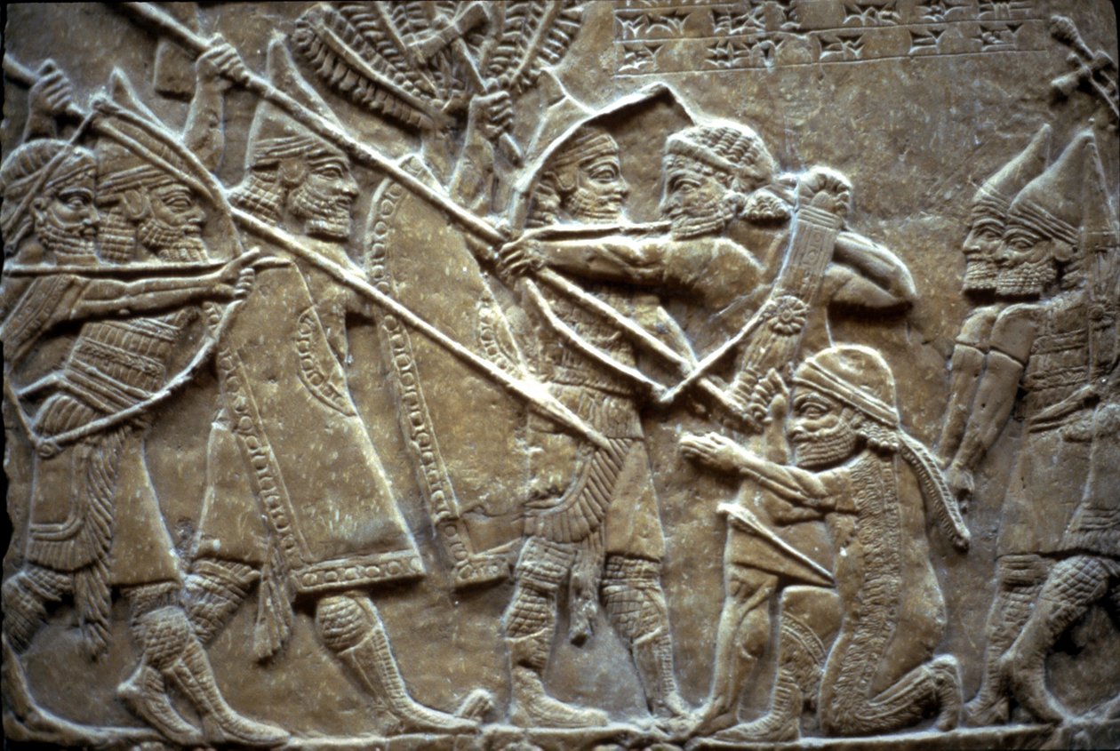 Ashurbanipal a Til-Tuba-i csatában, ie 650-620 között alkotó: Assyrian