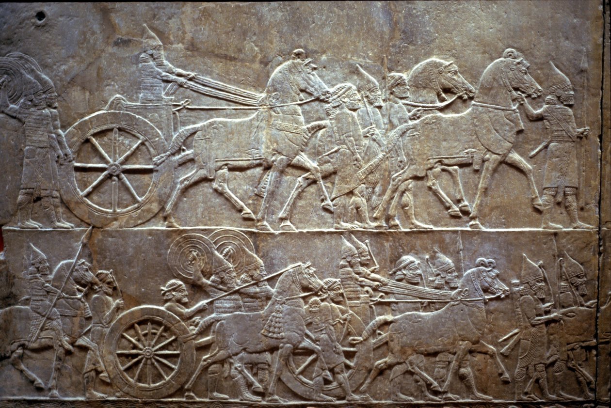 Ashurbanipal a Til-Tuba-i csatában, ie 650-620 között alkotó: Assyrian