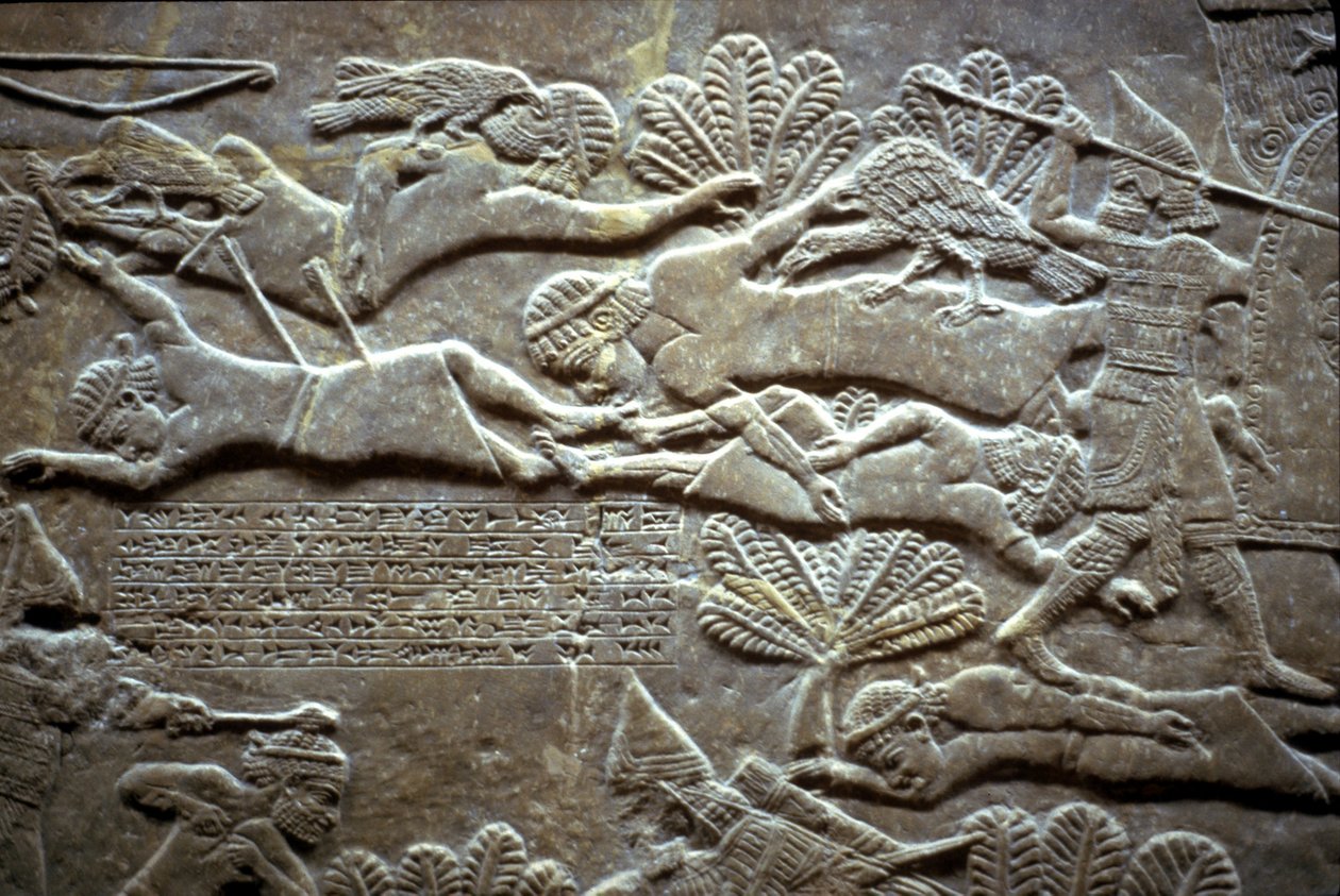Ashurbanipal a Til-Tuba-i csatában, ie 650-620 között alkotó: Assyrian