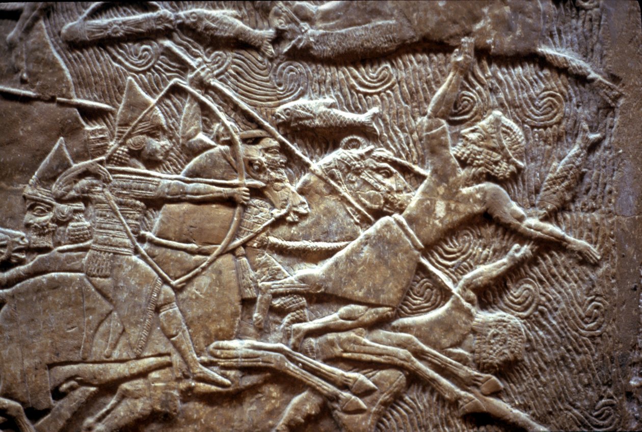 Ashurbanipal a Til-Tuba-i csatában, ie 650-620 között alkotó: Assyrian
